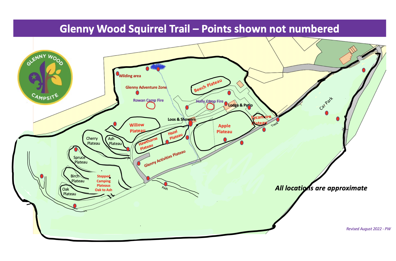 Glenny Wood Squirrel Trail – Points shown & not numbered.